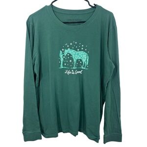 Life is Good Cowgirl Horse Girl Long Sleeve Tee Green Horse Snowflake Graphic XL